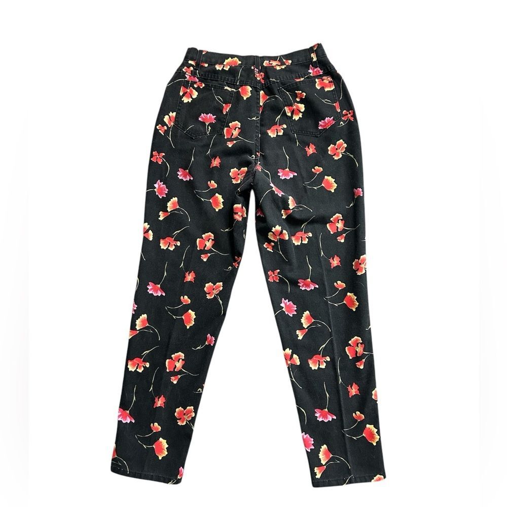 Vintage 90’s Floral Printed Black High Waist Jeans size 14 by Tattoo